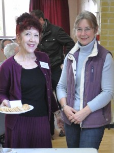 Parish Councillors Pervin Shahin and Christine West plie tea and biscuits